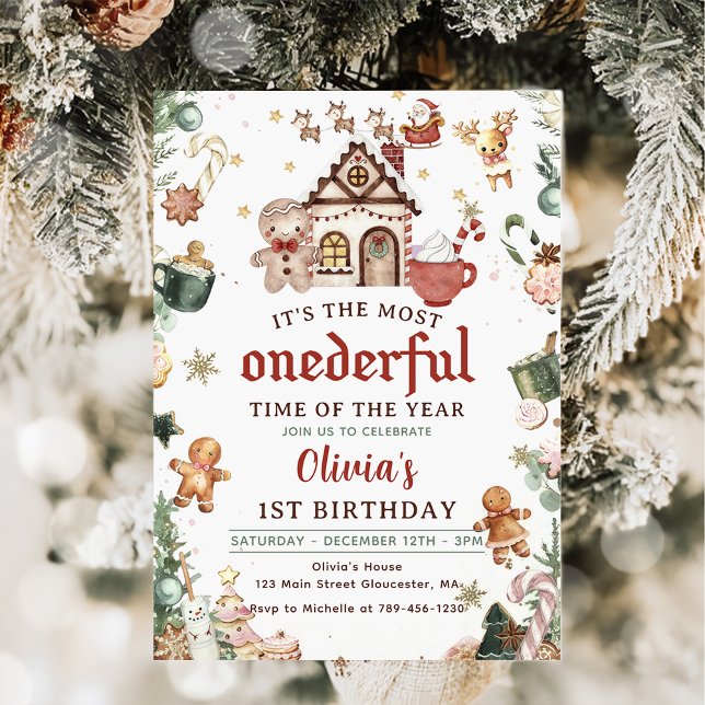 Grönt Jul Cookies Obudful 1:a födelsedag Inbjudningar (Skapare uppladdad)