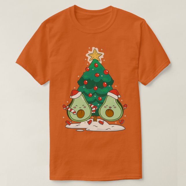 Grönt Jul Cute Avocado Julgran Illust T Shirt (Design framsida)
