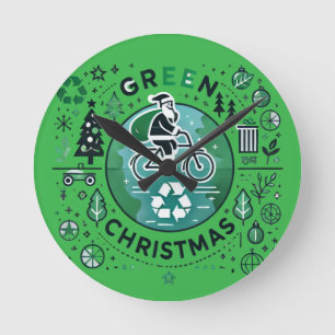 Grönt jul - design för tomter och återvinning rund klocka