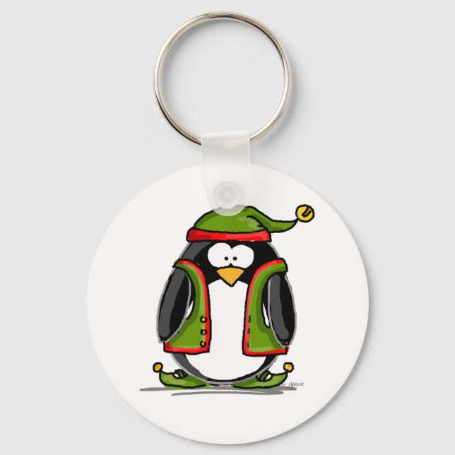 Grönt Jul Elf Nyckelring (Framsida)