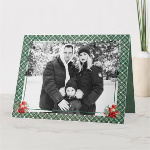 Grönt Jul ett Fotosnöflake Tack Kort
