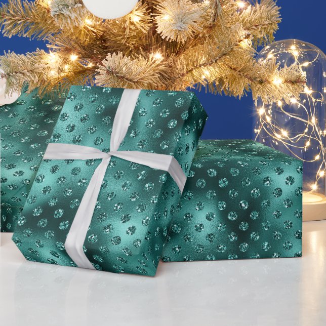 Grönt jul-Glitter-punkter Presentpapper (Helgdagar)