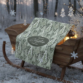 Grönt Jul jul Mönster#6 ID1009 Fleecefilt