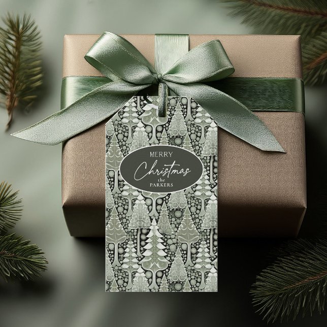 Grönt Jul jul Mönster#6 ID1009 Presentetikett (Skapare uppladdad)