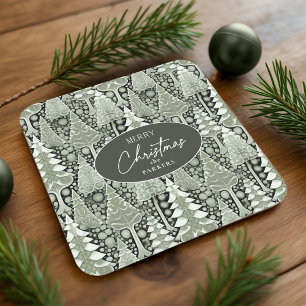 Grönt Jul jul Mönster#6 ID1009 Underlägg Papper Kvadrat