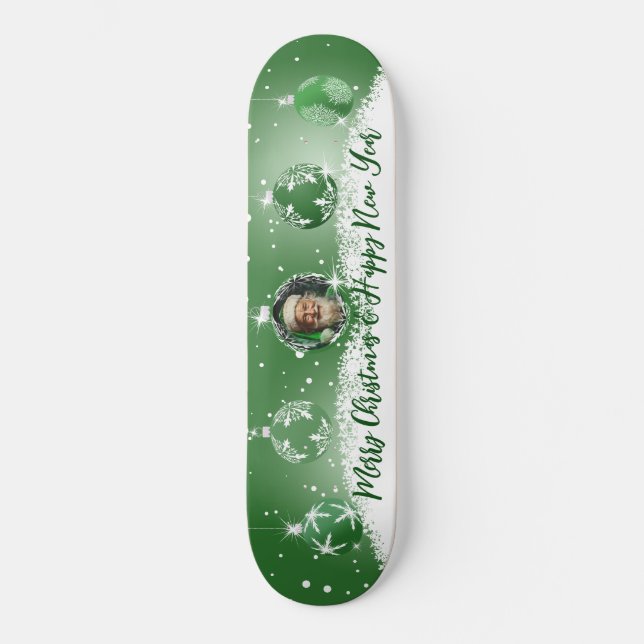 Grönt jul mini skateboard bräda 18,5 cm (Framsida)