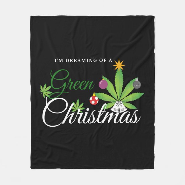 Grönt jul Ogräs Shirt Fleecefilt (Framsidan)