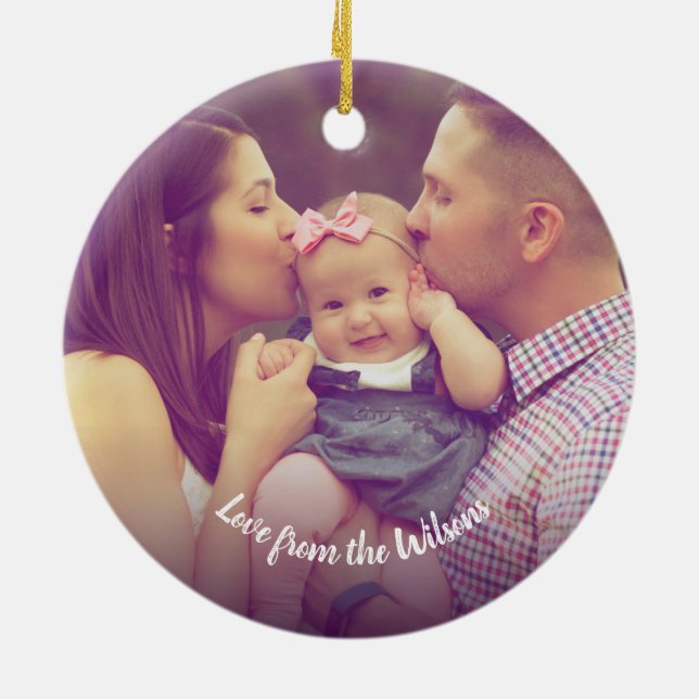 Grönt jul Ornament med personlig-foto (Baksidan)