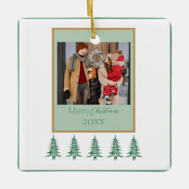 Grönt jul Pagoda Träd 1-Photo Ram Julgransprydnad Keramik