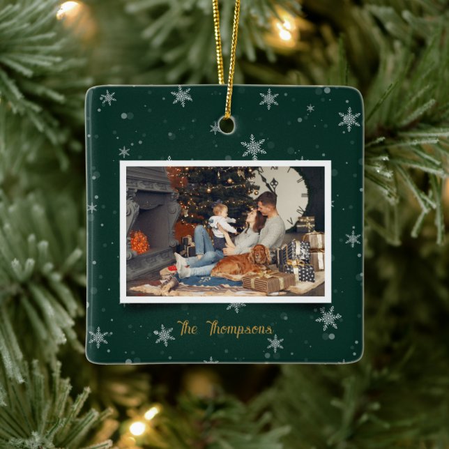 Grönt jul, Snö Flakes Julgransprydnad Keramik (Träd)