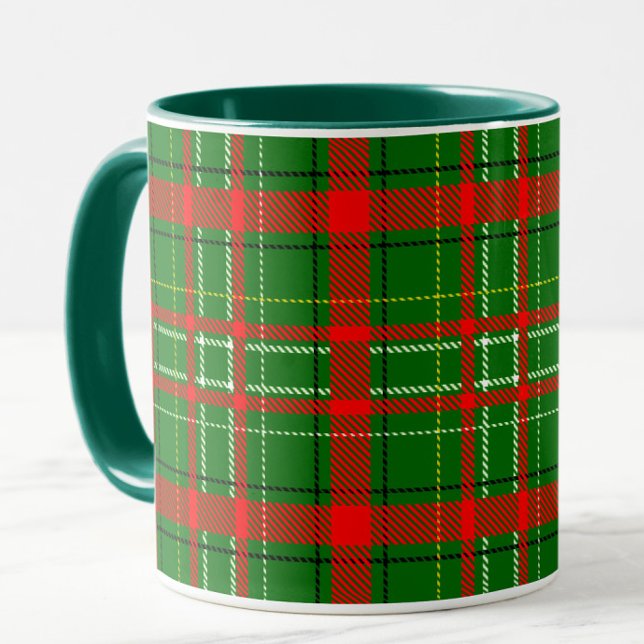 Grönt jul Tartan Play Mönster Design Mugg (Skapare uppladdad)