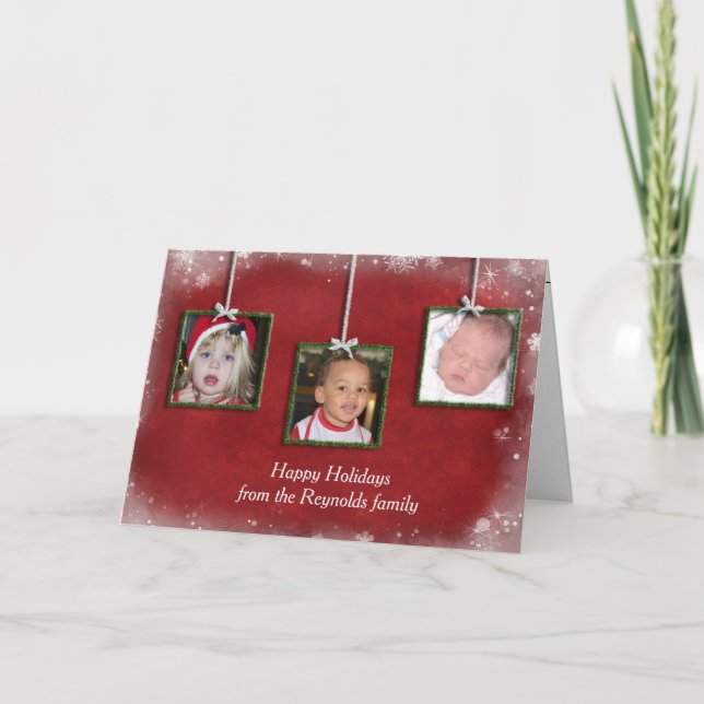 Grönt Jul Tinsel Foto ramar Kort (Framsida)