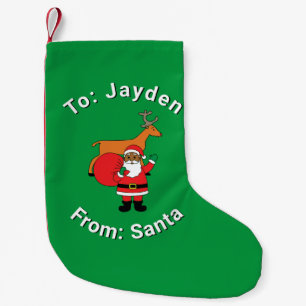 Grönt Julafton från Santa Custom Name African Amer Liten Julstrumpa