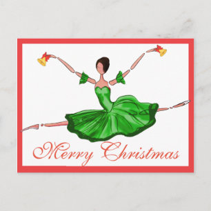 Grönt julbalettkort, julBallerina Helg Vykort