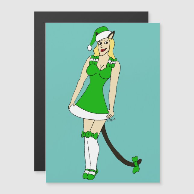 Grönt Julcatgirl (Fram/baksida)