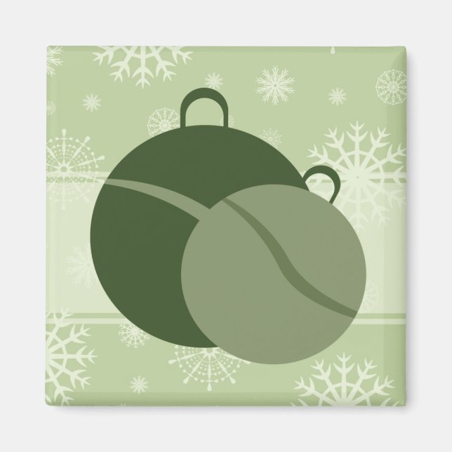 Grönt Juldekorationer och Snöflingor Magnet (Framsidan)