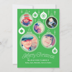 Grönt Julfamiljen Foto Ornaments Julkort