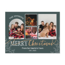 Grönt julfamiljens fotosamlingskort