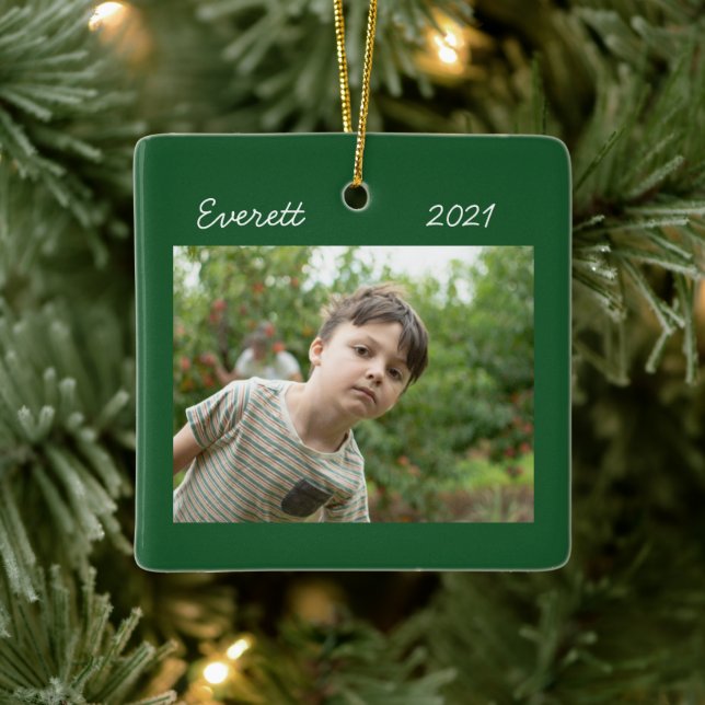 Grönt Julfoto Ornament (Träd)