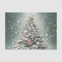 Grönt Julgran Färgfärgade ornament Vita Snö