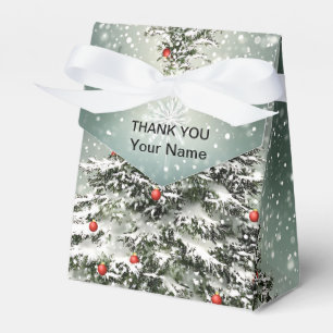 Grönt Julgran Färgfärgade ornament Vita Snö Presentaskar