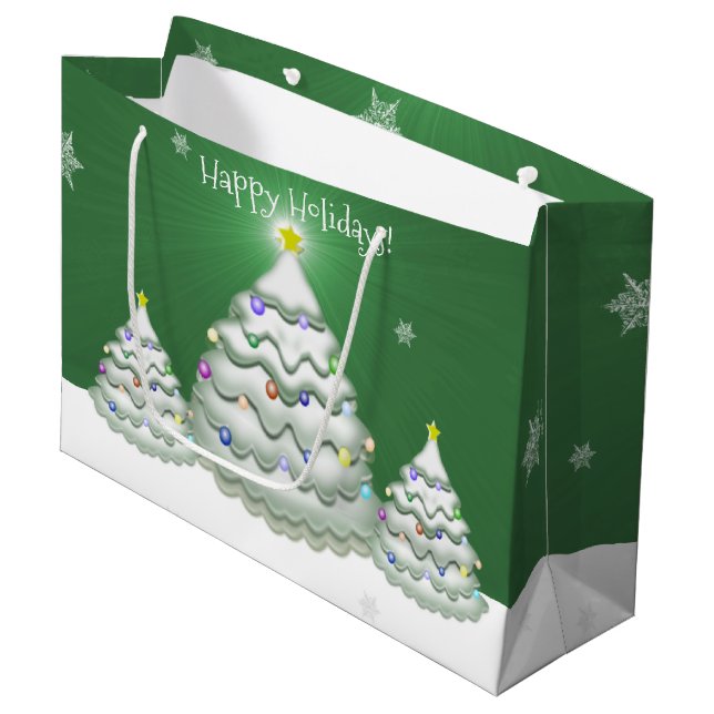 Grönt Julgran Gift Bag (Framsidan Vinklad)