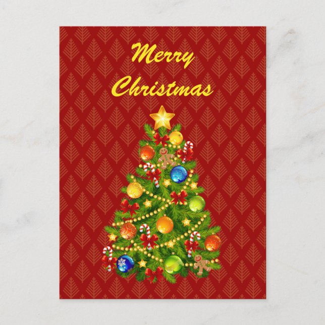 Grönt Julgran Helg Vykort (Framsida)