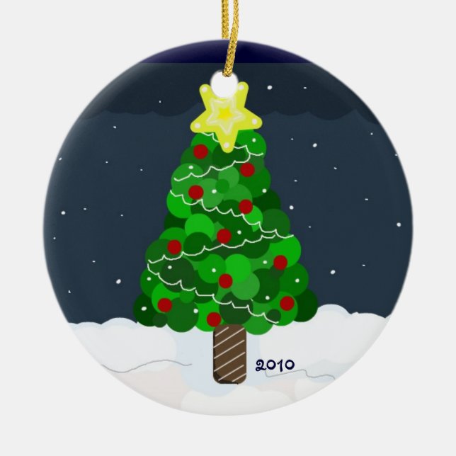 Grönt Julgran Julgransprydnad Keramik (Framsidan)