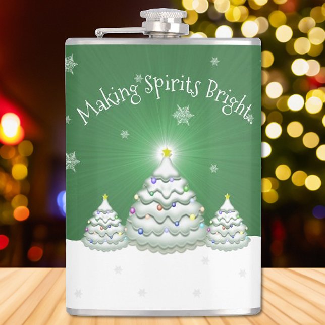 Grönt Julgran-kolv Fickplunta (Green Christmas Tree Flask)