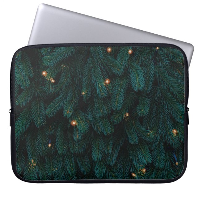 GRÖNT JULGRAN MED LJUS LAPTOP FODRAL (Framsidan)