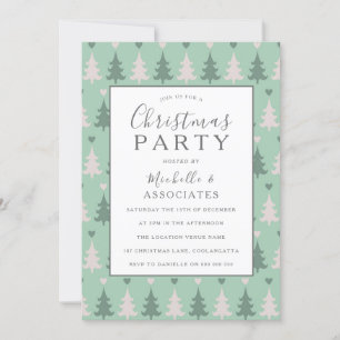 Grönt Julgran Mönster jul Party Inbjudningar