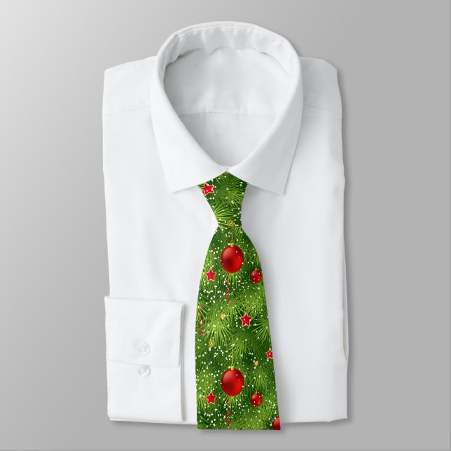 Grönt Julgran och julprydnader Slips (Bunden)