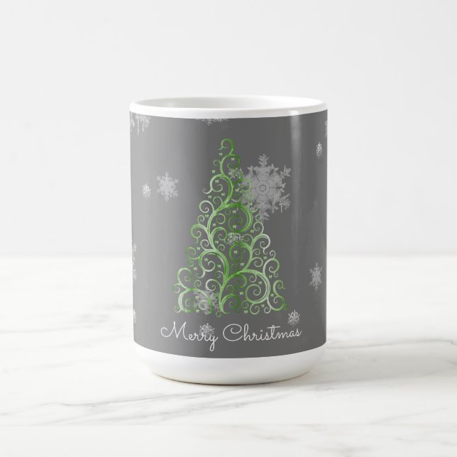 Grönt Julgran och Snöflingor Mugg (Center)