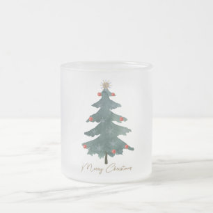 Grönt Julgran Ornaments God jul Frostad Glasmugg