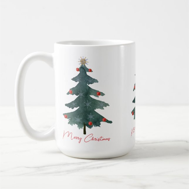Grönt Julgran Ornaments God jul Kaffemugg (Vänster)