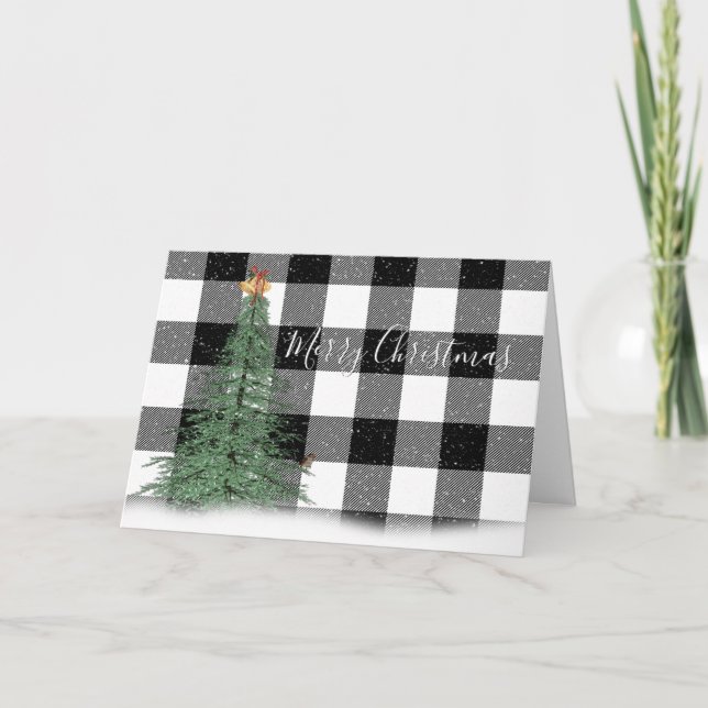 Grönt Julgran på instickskort Kort (Framsida)