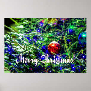 Grönt Julgran Red Boll Poster
