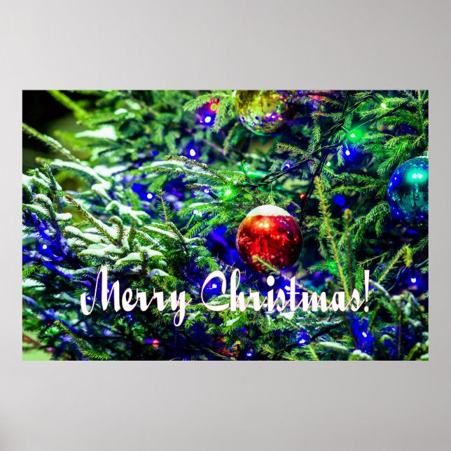 Grönt Julgran Red Boll Poster (Framsidan)