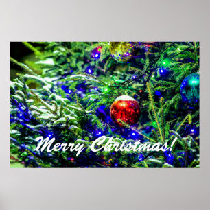 Grönt Julgran Red Boll Poster