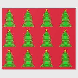 Grönt Julgran Red Wrapping Papper Presentpapper