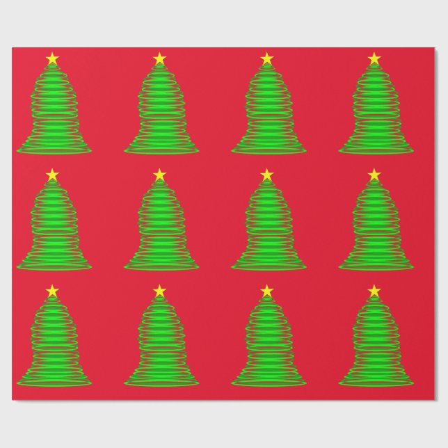 Grönt Julgran Red Wrapping Papper Presentpapper (Platt)