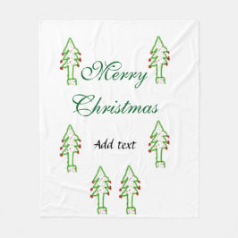 Grönt Julgran rödkörsbär god jul mo Fleecefilt