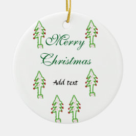 Grönt Julgran rödkörsbär god jul mo Julgransprydnad Keramik