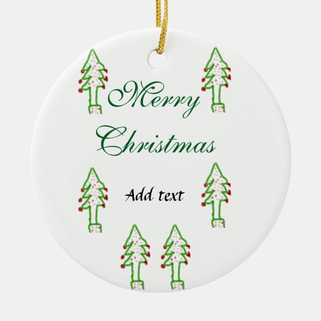 Grönt Julgran rödkörsbär god jul mo Julgransprydnad Keramik (Framsidan)