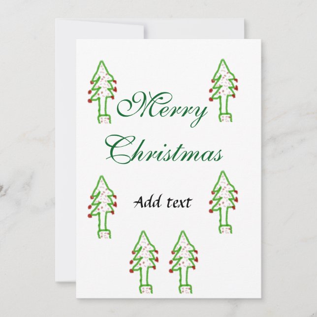 Grönt Julgran rödkörsbär god jul mo Julkort (Framsida)