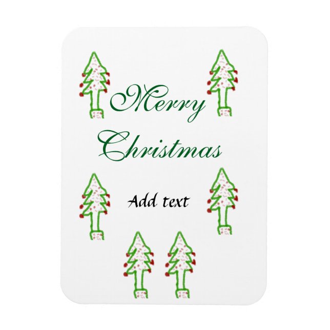 Grönt Julgran rödkörsbär god jul mo Magnet (Vertikal)