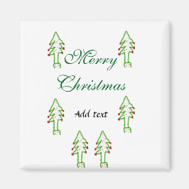 Grönt Julgran rödkörsbär god jul mo Magnet