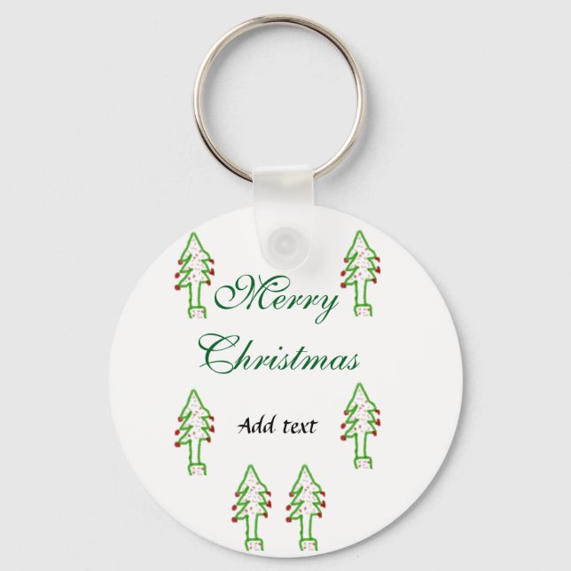 Grönt Julgran rödkörsbär god jul mo Nyckelring (Framsida)