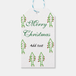 Grönt Julgran rödkörsbär god jul mo Presentetikett