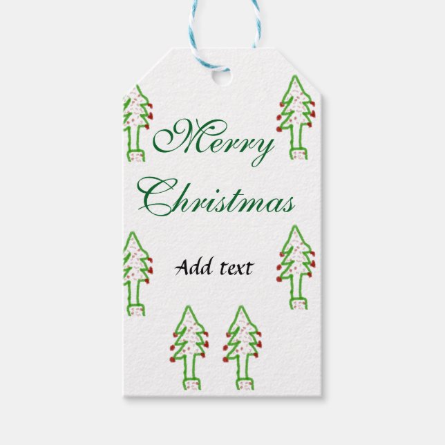 Grönt Julgran rödkörsbär god jul mo Presentetikett (Framsidan)